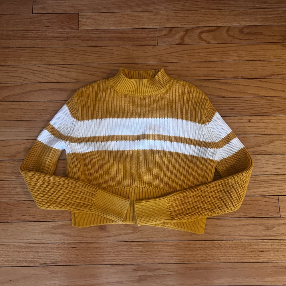 Lottie Miss | Mustard and White Stripe Cropped Sweater